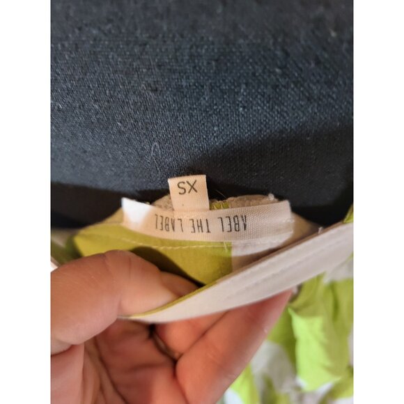 Anthropologie Abel The Label Trapeze Maxi Dress Abstract Print  Green & White XS - Picture 6 of 7